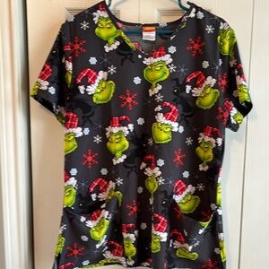 Women’s Dr. Seuss Grinch Scrub Top Black and Green